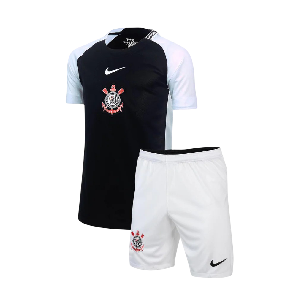 Conjunto Infantil Corinthians II 25/26 - Preto e Branco