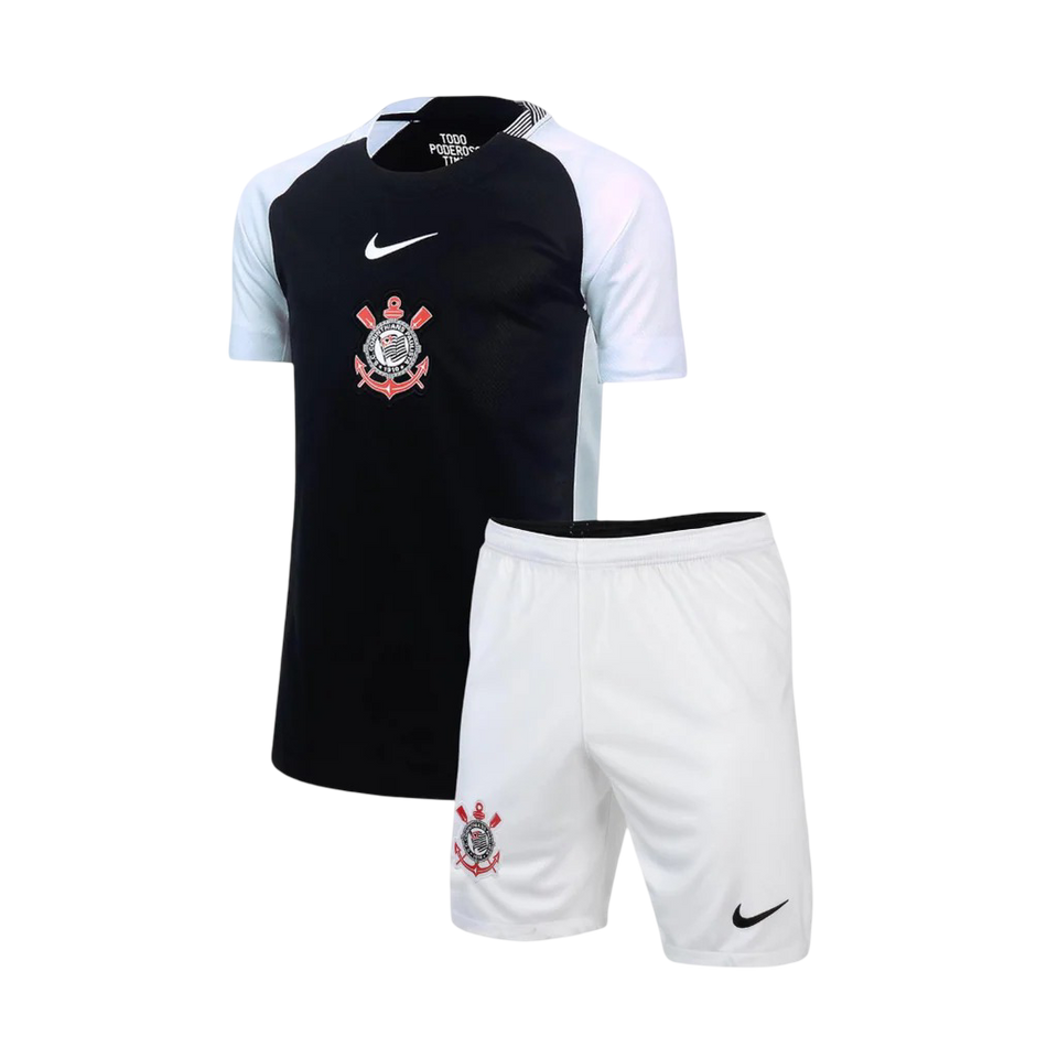 Conjunto Infantil Corinthians II 25/26 - Preto e Branco