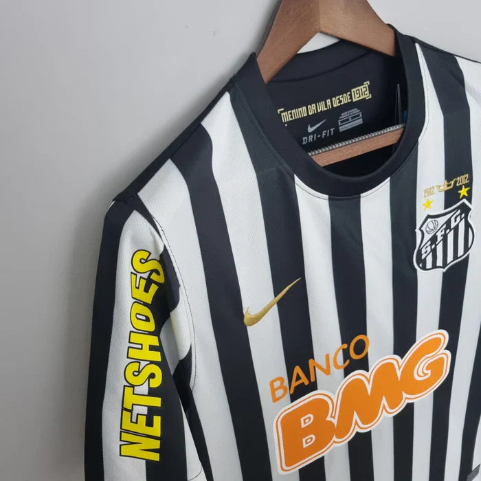Camisa Santos Away 12/13 NEYMAR JR/11 Retrô - Branca e Preta