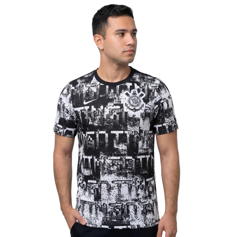 Camisa Corinthians Pré-Jogo 26/27 - Branco e Preta