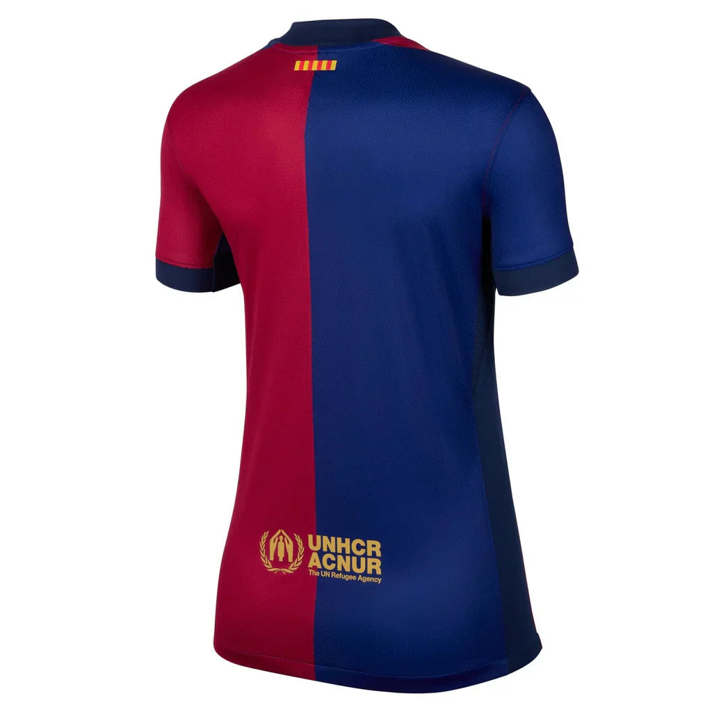 Camisa Barcelona Feminina Home COLDPLAY 24/25 - Azul e Vermelha