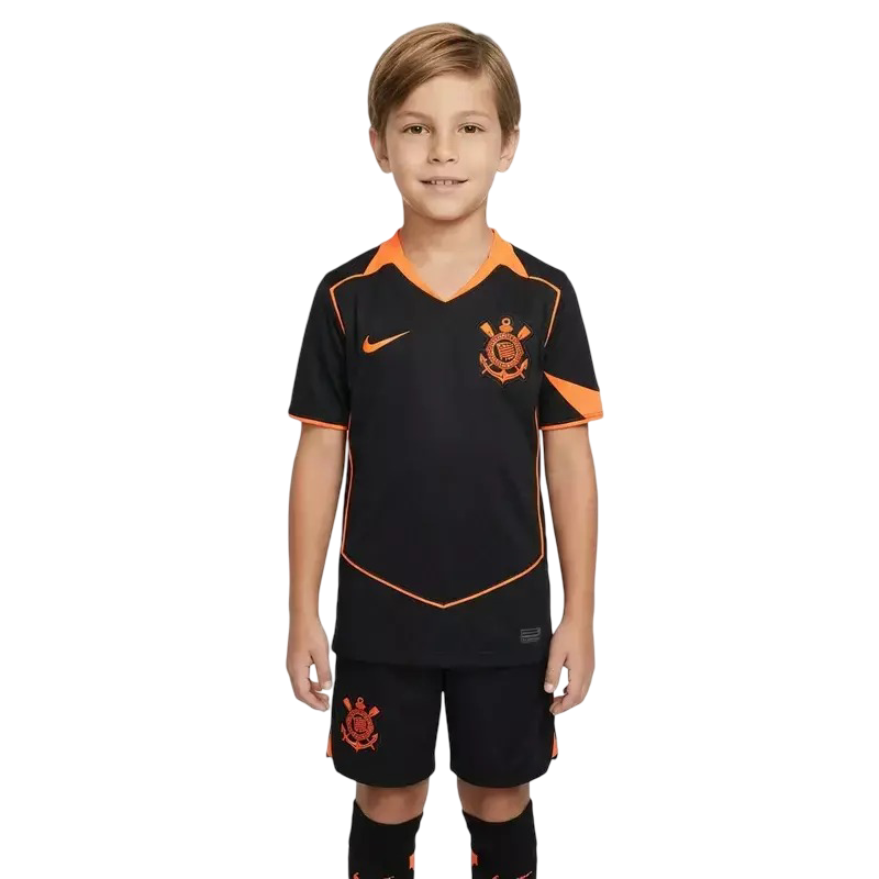 Conjunto Infantil Corinthians III 25/26 - Preto e Laranja